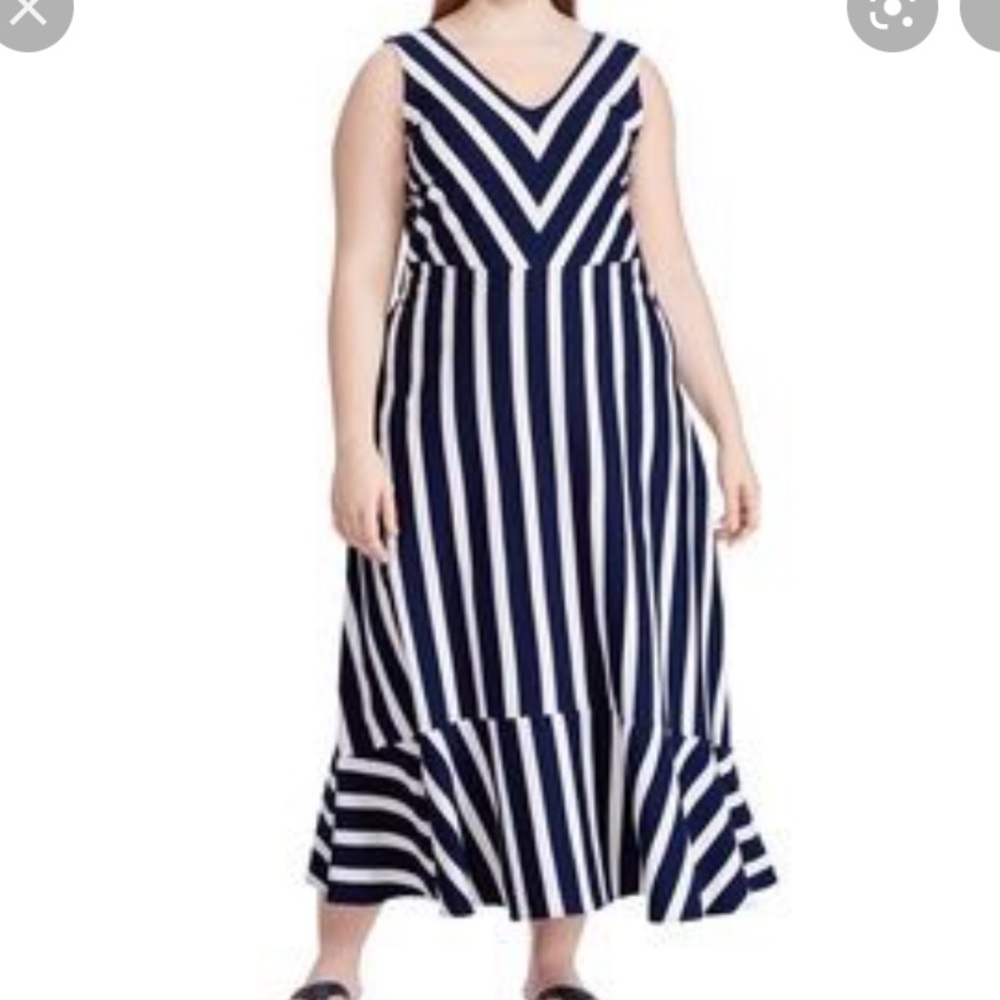 Chaps plus size navy and white sleeveless maxi dress size 2x